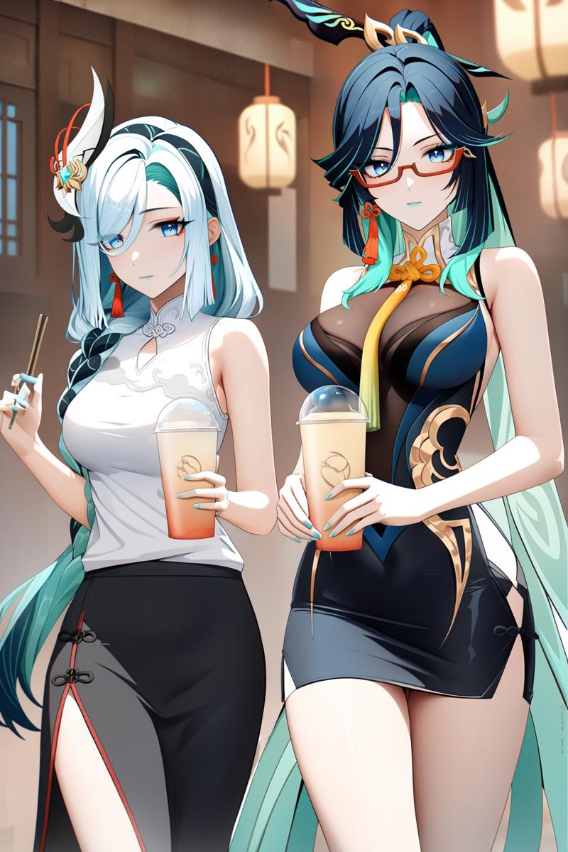 00213-358826145-8k, best quality, masterpiece, (ultra-detailed_1.1), (high detailed skin), __lora_ganshenxian-A3-Tanger-000006_0.8_, 2girls, Xia.png